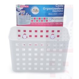 Cesto Organizador Com Ventosa Multiuso, Paramount, Branco, Tamanho: 18x9x12 cm - 5