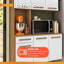 Ver imagem 5 de Armário de Cozinha Completa 6 Portas 1 Gaveta MDP 165cm Amadeirado e Branco Aramóveis