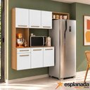 Ver imagem 6 de Armário de Cozinha Completa 6 Portas 1 Gaveta MDP 165cm Amadeirado e Branco Aramóveis