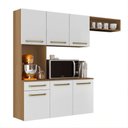 Ver imagem 1 de Armário de Cozinha Completa 6 Portas 1 Gaveta MDP 165cm Amadeirado e Branco Aramóveis