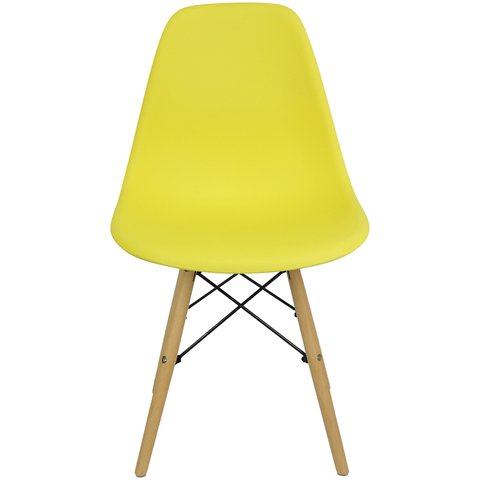 Kit 11 Cadeiras Charles Eames Eiffel Wood Design Amarelo