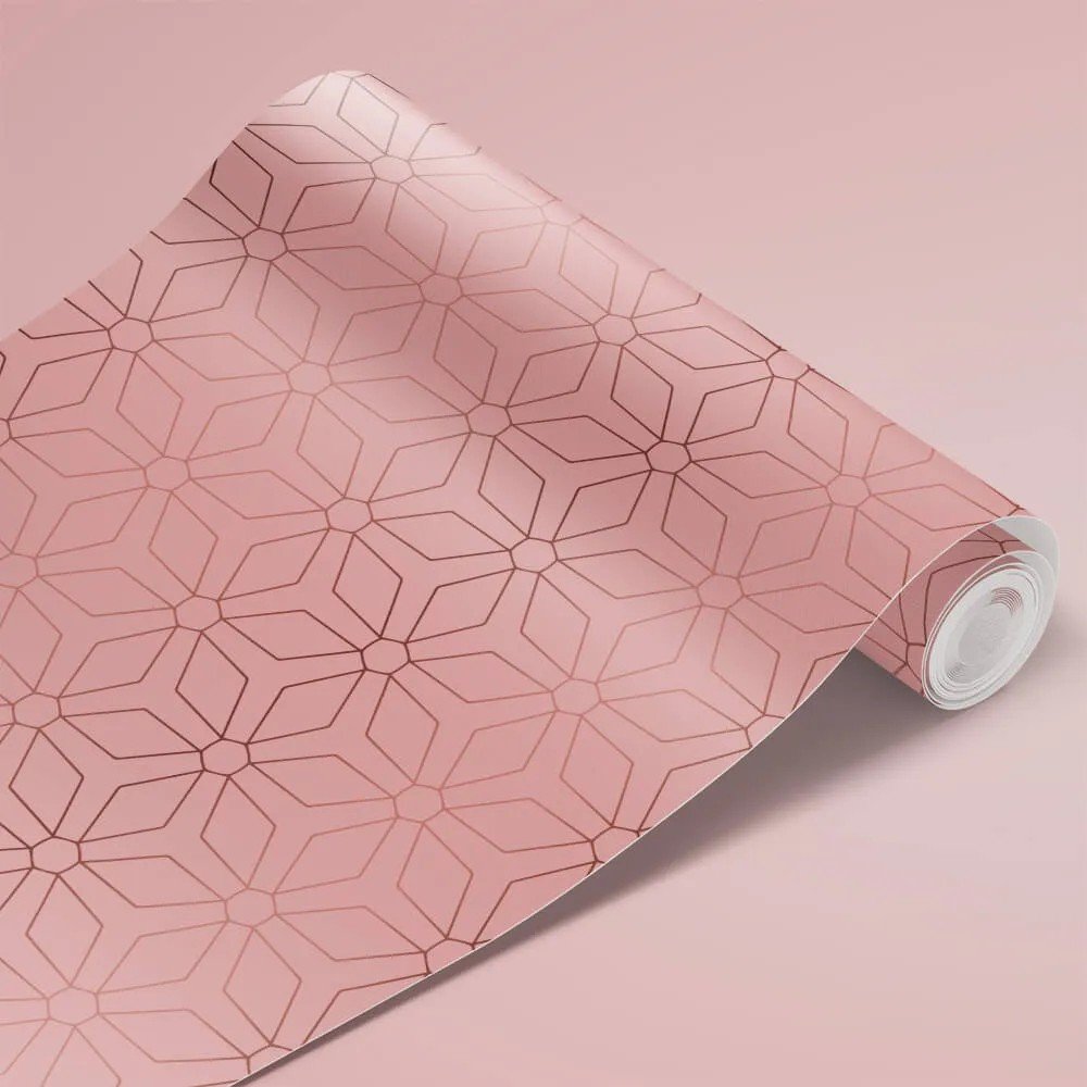 Papel de Parede Geométrico Rose Gold 1 Arte Destaque 3,50 Metros - 3