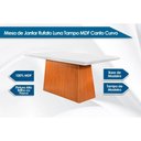 Ver imagem 2 de Conjunto: Mesa de Cozinha Luna Tampo Madeirado c/ Vidro Canto Curvo 180x90cm e 6 Cadeiras Grécia