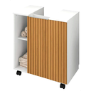 Ver imagem 3 de Kit Espelheira e Gabinete Móvel Pia Coluna Lux Ripado Branco