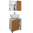 Ver imagem 1 de Kit Espelheira e Gabinete Móvel Pia Coluna Lux Ripado Branco