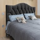 Ver imagem 3 de Cabeceira Solteiro Cama Box Botões Provençal Cinza Suede com Pés 120cm Altura Rbl