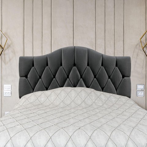 Cabeceira Solteiro Cama Box Botões Provençal Cinza Suede com Pés 120cm Altura Rbl