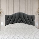 Ver imagem 1 de Cabeceira Solteiro Cama Box Botões Provençal Cinza Suede com Pés 120cm Altura Rbl