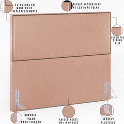 Cabeceira Cama Box Queen com Tachas 160 Cm Vicenza L02 Linho Rosê - Lyam Decor - 4