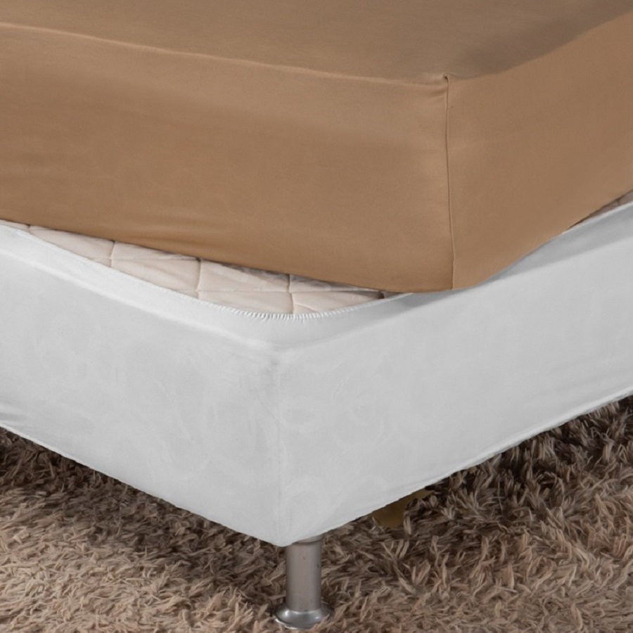 Saia Box Fit Cama Queen Capa com Elástico Malha Helanca Se Ajusta Ao Box 1 Pç:branco