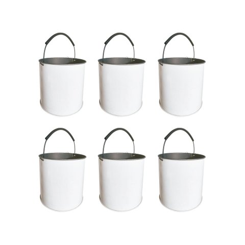 Kit Balde Metalico com 6 Peças Multiuso com Alça 12 Litros Branco