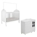 Ver imagem 1 de Kit Cômoda e Berço Peroba Elô Branco Quarto Infantil