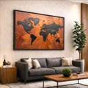 Ver imagem 3 de Quadro Mapa Mundi Terracota Vibrante e Grafite Metálico