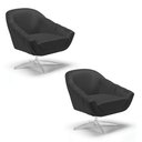 Ver imagem 1 de Kit 2 Poltronas Giratória Giovana Corino Preto Base Cromada - D'Rossi