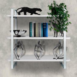 Prateleira Tripla Nicho Hone Modelo Industrial Decoração Casa 60x15 Branca/Branca - 2