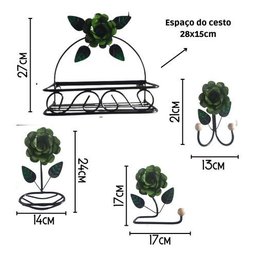 Kit 4 Peças Organizadores para Banheiro:verde - 3