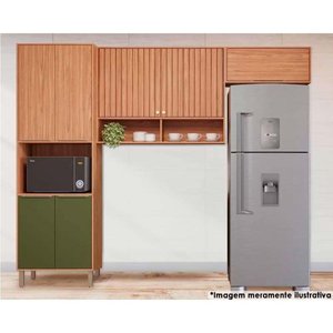 Cozinha Completa Divina 3 Peças (2aéreos+1paneleiro) Cz045 Freijo/verde - Mgm