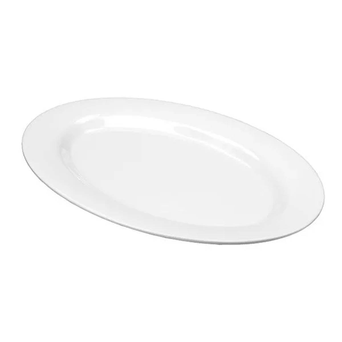 Travessa Bandeja Rasa Oval de Melamina Branca Média 25 Cm - 2