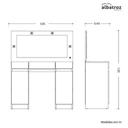 Penteadeira Camarim Studio 2 Portas e 3 Gavetas Branco - Móveis Albatroz - 6