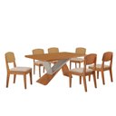 Ver imagem 1 de Mesa de Jantar Yasmin 180 Tampo Mdf Laminado Canto Copo e 6 Cadeiras Copper Premium