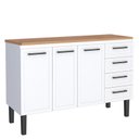 Ver imagem 1 de Balcão de Aço com Tampo Madeira 134x91x52cm 3 Portas 4 Gavetas Juno 140 Cozimax Branco/jequitiba