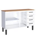 Ver imagem 2 de Balcão de Aço com Tampo Madeira 134x91x52cm 3 Portas 4 Gavetas Juno 140 Cozimax Branco/jequitiba