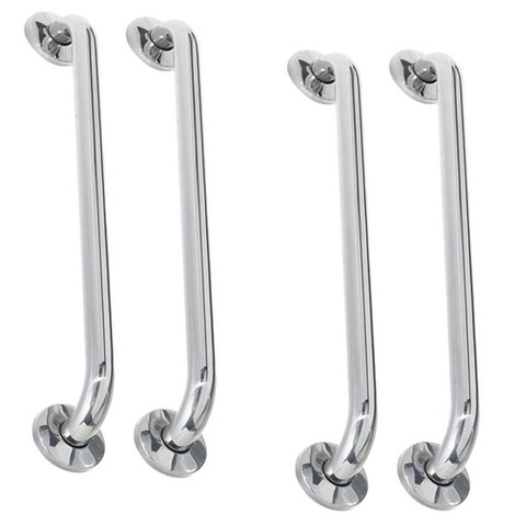 Alça Barra de Apoio Banheiro Inox Kit 4 Unidades 40 cm Idoso Cadeirante Deficiente Acessibilidade Bo