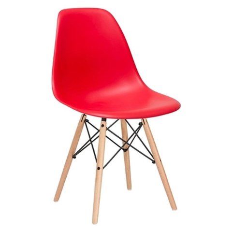 Cadeira Charles Eames Eiffel Dsw - Vermelho- Madeira Clara