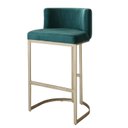 Ver imagem 1 de Banqueta Milano Alta Estofada Dourada Light em Tecido Suede Verde Cozinha Gourmet 75cm
