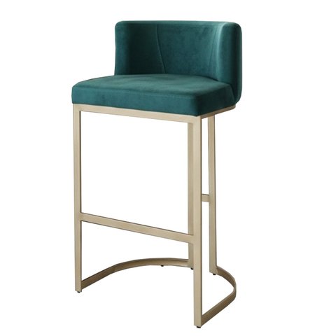 Banqueta Milano Alta Estofada Dourada Light em Tecido Suede Verde Cozinha Gourmet 75cm
