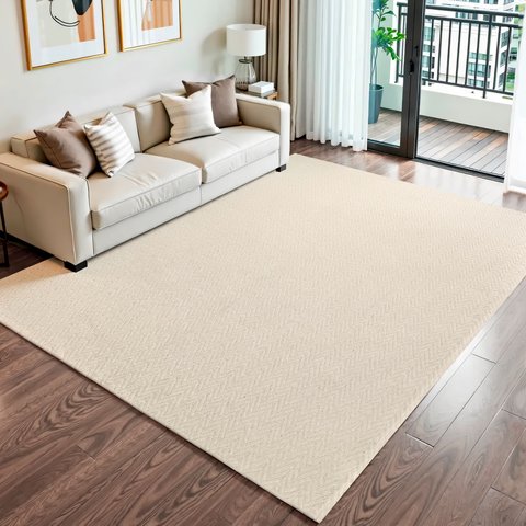 Tapete para Sala 200 X 300 Algodão Cru Bege Palha Tapete Grande Decoração