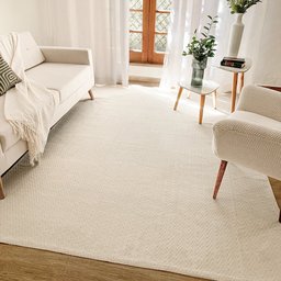 Tapete Para Sala 200 x 300 Algodão Cru Bege Palha Tapete Grande Decoração - 4