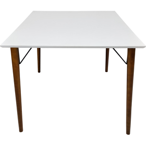 Mesa Jantar Quadrada 90cm MDF Branco Pé Palito + Suporte V
