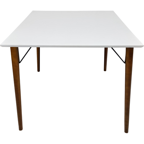 Mesa Jantar Quadrada 90cm MDF Branco Pé Palito + Suporte V