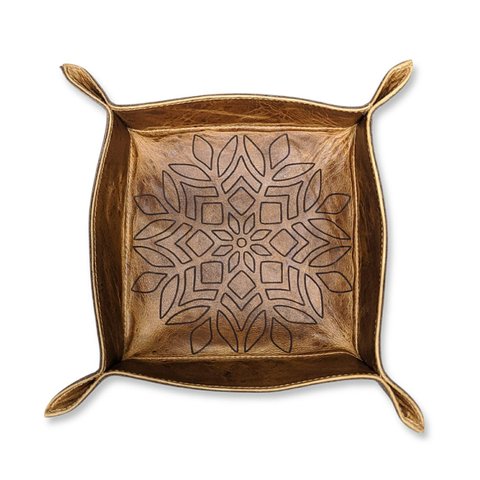 Organizador de Mesa Porta-trecos em Couro 16x16x4cm