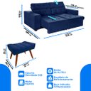 Ver imagem 3 de Sofá 4 Lugares New Itália 2,20m Retrátil, Reclinável, com 2 Puffs pés Palito, Azul
