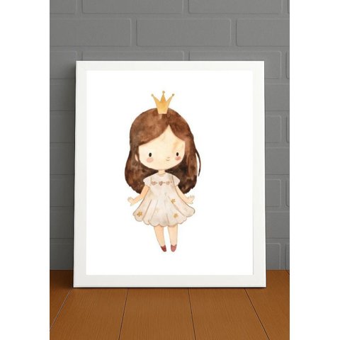 Quadro Decorativo Quarto Infantil Menina c/Vidro Cor Branco