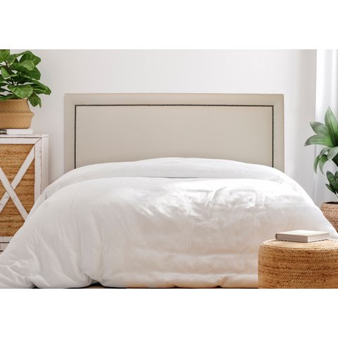 Cabeceira Queen Reta Luxo 160x60 Courino Off White - Tachas Fumê
