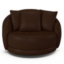 Ver imagem 2 de Poltrona Decorativa Base Giratória Galáxia com Almofadas PU Marrom G45 - Gran Belo