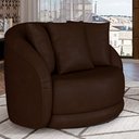 Ver imagem 1 de Poltrona Decorativa Base Giratória Galáxia com Almofadas PU Marrom G45 - Gran Belo
