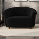 Ver imagem 1 de Sofá Namoradeira Decorativa Latvia 150cm Pés de Madeira Veludo Preto G45 - Gran Belo