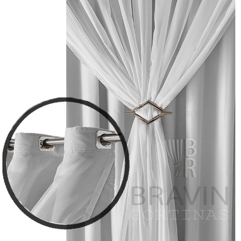 cortina blackout Livia 8,00 x 2,90 corta luz voal branco - 3