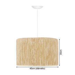 Pendente Teto Sisal Natural Redondo Shalon 150cm Fio Branco D40 - 3