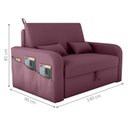 Ver imagem 2 de Sofá Cama 2 Lugares com Baú Hiram Veludo Rosê