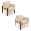 Ver imagem 1 de Kit 02 Poltronas Lana Linho Base De Madeira A19 Bege