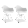 Kit 2 Cadeiras Charles Eames Braço Branca Ferro Cromado - 1