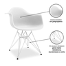 Kit 2 Cadeiras Charles Eames Braço Branca Ferro Cromado - 6