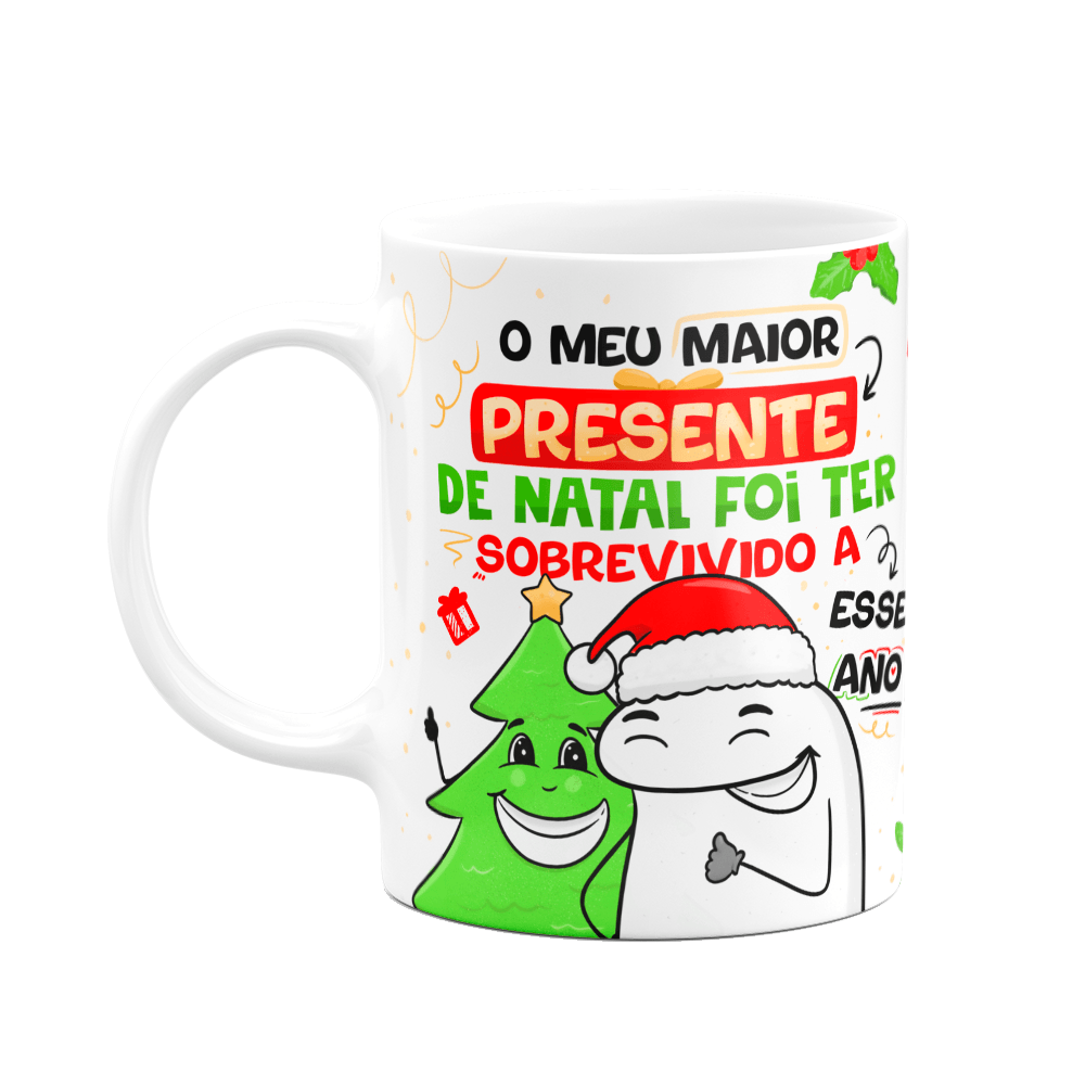 Caneca Flork Natal - Sobreviver Foi Meu Maior Presente - 1