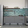 Gabinete de Cozinha para Pia de 180 em Madeira Cisne 2 Gavetas Cinza - Cozimax - 1