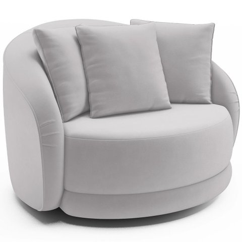 Poltrona Decorativa Base Giratória Witta M03 Veludo Cinza - Lyam Decor